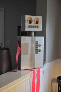robot birthday party robots out of boxes